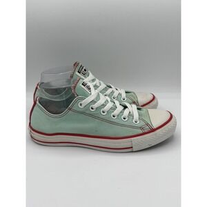 Converse All Star OX Canvas Chuck Taylor Trainers Mint Red Pinstripes Size M6,W8